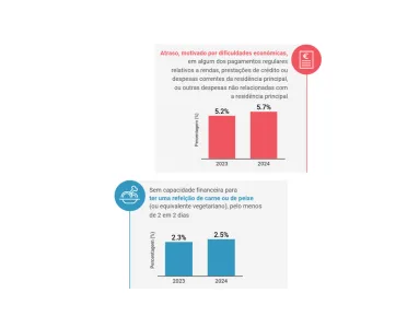 Imagem gráfica dos indicadores de privação material e social do projeto Portugal Desigual, coordenado pelo economista Carlos Farinha Rodrigues.