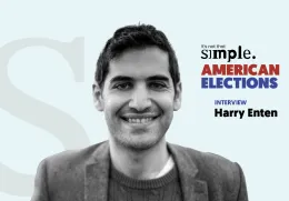 Retrato de Harry Enten com texto: "It's not that simple. AMERICAN ELECTIONS INTERVIEW".