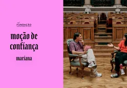 Imagem de Guilherme Geirinhas com Mariana Mortágua, durante a gravação da rúbrica Moção da Confiança