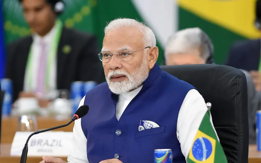 Imagem do primeiro-ministro indiano Narendra Modi, durante a cimeira do G20, no Brasil, em 2024. Crédito: Shutterstock