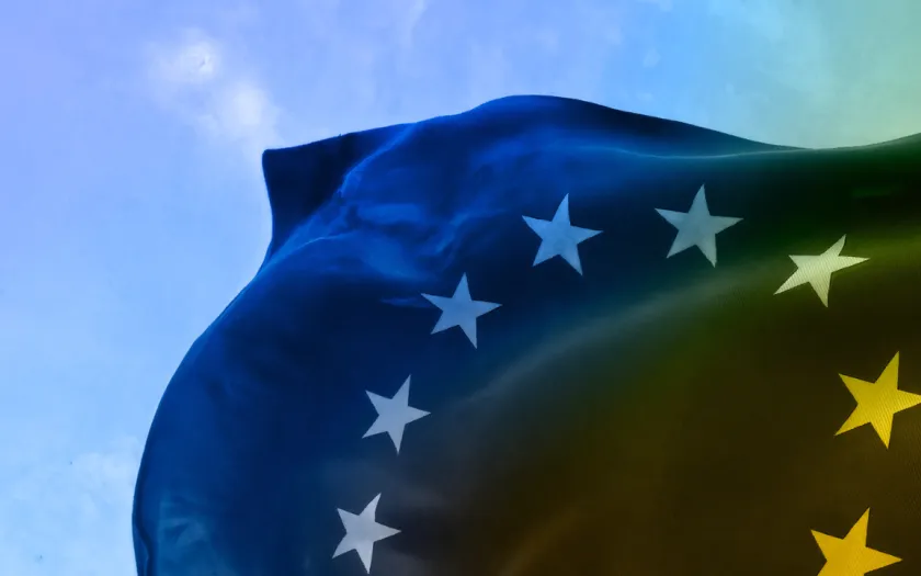Imagem da bandeira da União Europeia. 