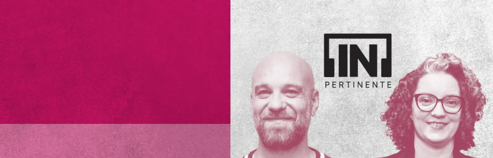 Imagem da dupla do [IN]Pertinente Sociedade, composta por Hugo van der Ding e Mónica Vieira