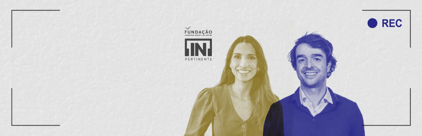 A radialista Filipa Galrão e o endocrinologista Ricardo Rangel, lado a lado, com o logotipo "[IN]Pertinente" ao centro, acima das suas cabeças, sobre um fundo cinzento claro.