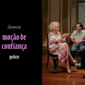 Imagem de Guilherme Geirinhas com Lili Caneças e Pedro Nuno Santos, durante a gravação da rúbrica «Moção de Confiança»