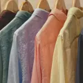 Imagem de várias camisas coloridas penduradas num cabide. Crédito: Shutterstock, com expansão de iamgem com recurso a IA.