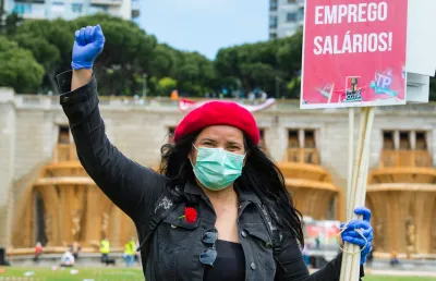 Maio de 2020: Durante a manifestação convocada pela CGTP-IN, que reuniu mil pessoas durante a pandemia/Miguel Valle de Figueiredo