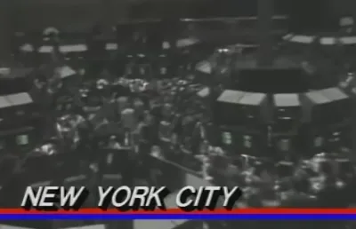 Imagem das notícias do crash da bolsa em 1987, transmitidas a partir de Nova Iorque pelo canal norte americano WPIX.