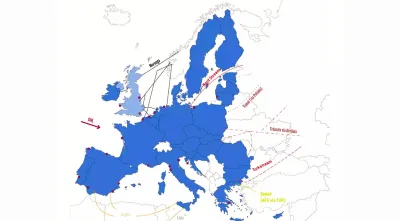 Imagem de um mapa que revela a circulação de gás na Europa. Fonte Bruegel