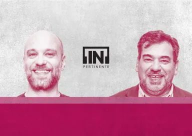 Imagem da dupla do podcast In Pertinente de Sociedade Hugo van der Ding e Paulo Mendes Pinto.