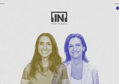 Duas mulheres sorridentes com dois logotipos no meio delas: "Fundação" e "[IN]Pertinente". DR
