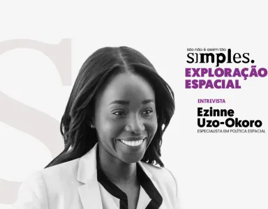 Imagem de Ezinne Uzo-Okoro, com o texto "Exploração Espacial" e "Entrevista".