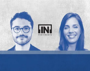 Imagem da dupla do [IN]Pertinente Ciência, composta pelo radialista Rui Maria Pêgo e pela psiquiatra Rute Cajão