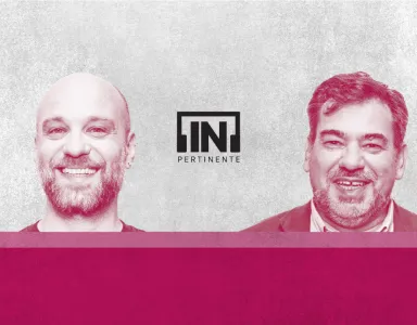 Imagem da dupla do podcast In Pertinente de Sociedade Hugo van der Ding e Paulo Mendes Pinto.