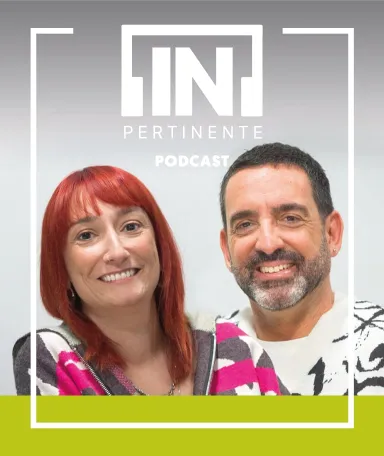 Imagem da dupla do [IN]Pertinente Podcast: Ana Markl e Vítor Sérgio Ferreira