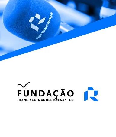 No topo, um microfone com o logo da rádio renascença. Ao centro, o mesmo logotipo ao lado do da Fundação.