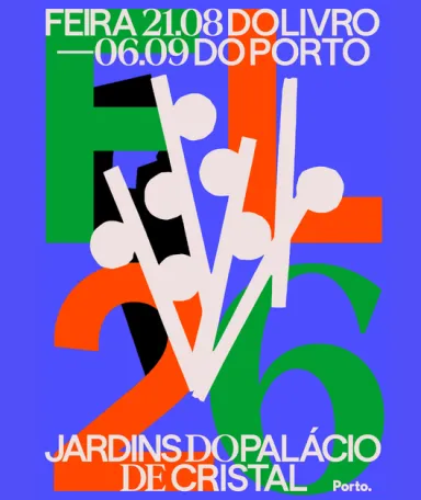 Imagem do logotpio da Feira do Livro do Porto com várias figuras geométricas e as letras FL e os números 26