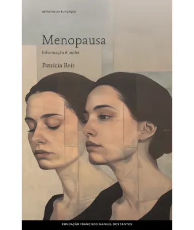 Capa do livro “Menopausa, Informação é poder", com duas mulheres de perfil retratadas.