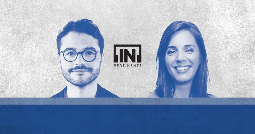 Imagem da dupla do [IN]Pertinente Ciência, composta pelo radialista Rui Maria Pêgo e pela psiquiatra Rute Cajão