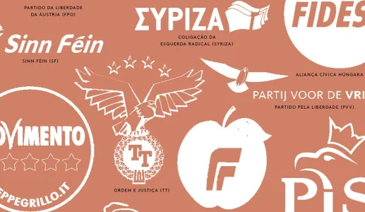 Vários logotipos de partidos políticos.