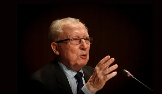 Imagem do ex-presidente da Comissão Europeia. Jacques Delors, numa conferência em Lisboa em 2013. Crédito: Mário Cruz/Lusa