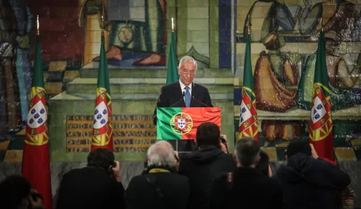 Imagem de Marcelo Rebelo de Sousa, reeleito como Presidente da República, com quase 61% de votos.  @Agência Lusa