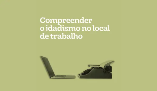 Imagem de um computador em frente a uma máquina de escrever para ilustrar o estudo «Compreender o idadismo no local de trabalho»