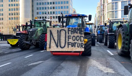Imagem de protestos de agricultores em Bruxelas