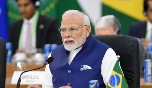 Imagem do primeiro-ministro indiano Narendra Modi, durante a cimeira do G20, no Brasil, em 2024. Crédito: Shutterstock