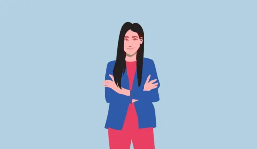 imagem infográfico de uma mulher portuguesa sob fundo azul. Crédito: Ana Kaiseler