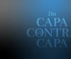 Texto "DA CAPA À CONTRACAPA" sobre um fundo azul escuro gradiente.