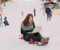A trabalhar na neve