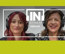 A socióloga Anália Torres e a radialista Ana Markl lado a lado, sorridentes. Ao centro, o logotipo "[IN]Pertinente"