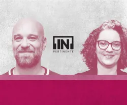 Imagem da dupla do [IN]Pertinente Sociedade, composta por Hugo van der Ding e Mónica Vieira