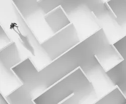 Imagem de um homem num labirinto. Crédito: Shutterstock