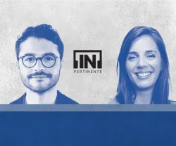 Imagem da dupla do [IN]Pertinente Ciência, composta pelo radialista Rui Maria Pêgo e pela psiquiatra Rute Cajão