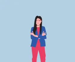 imagem infográfico de uma mulher portuguesa sob fundo azul. Crédito: Ana Kaiseler