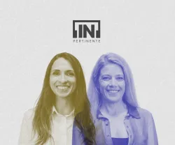 A comunicadora Filipa Galrão ao lado da neurologista Raquel Gil-Gouveia. No topo, ao centro, o logotipo "[IN]Pertinente".